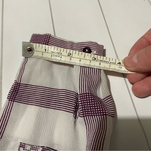 FYLO London Maroon White Plaid Chiffon Sheer‎ Button Front Top Blouse Small - Picture 6 of 7